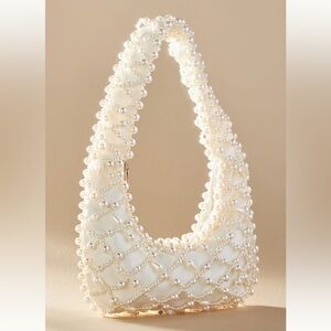 ANTHROPOLOGIE LUCY SATIN PEARL HANDBAG